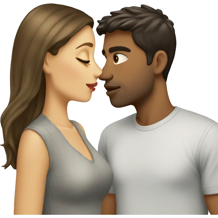 Brunette girl kissing blond guy emoji
