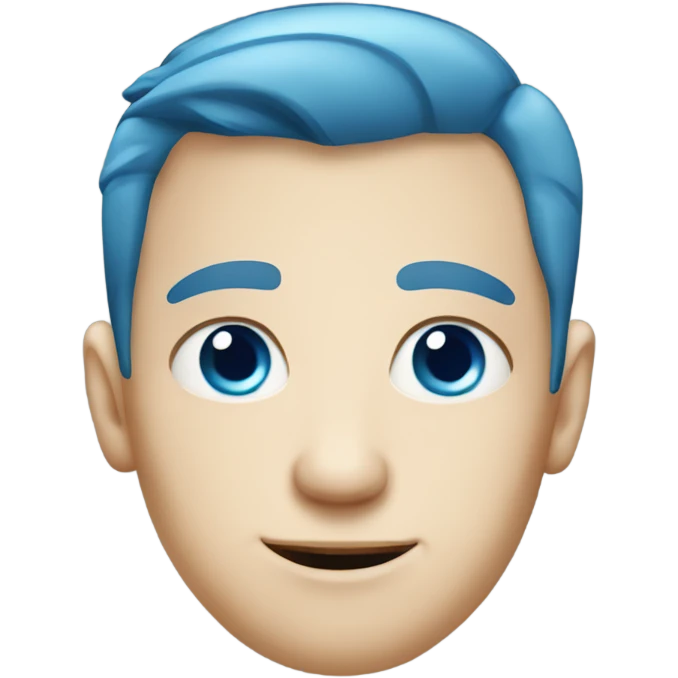 Straight faced Caucasian boy with blue eyes and blue hair emoji