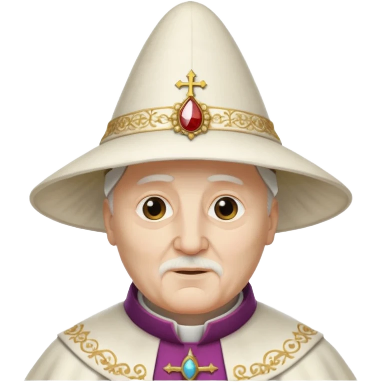 ancient pope with conical hat, white, half body emoji