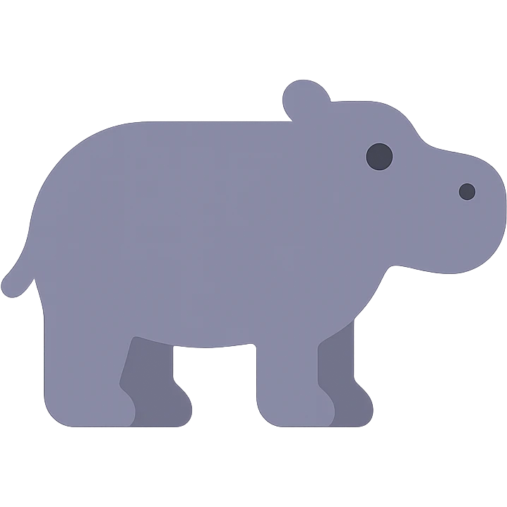hippo, flat color icon, clean and modern emoji