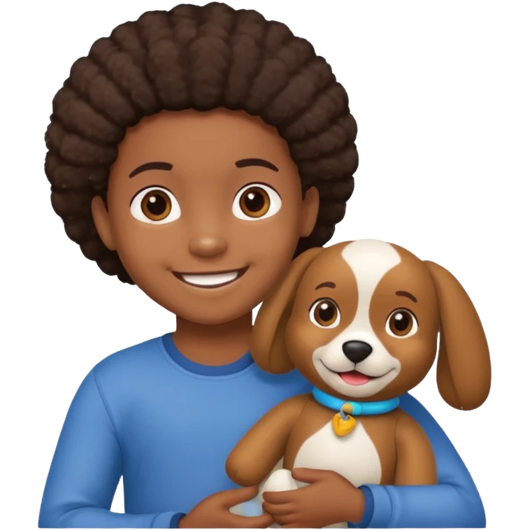 black child with dog toy emoji