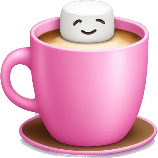 pink cup with cofee and marshmallow  emoji