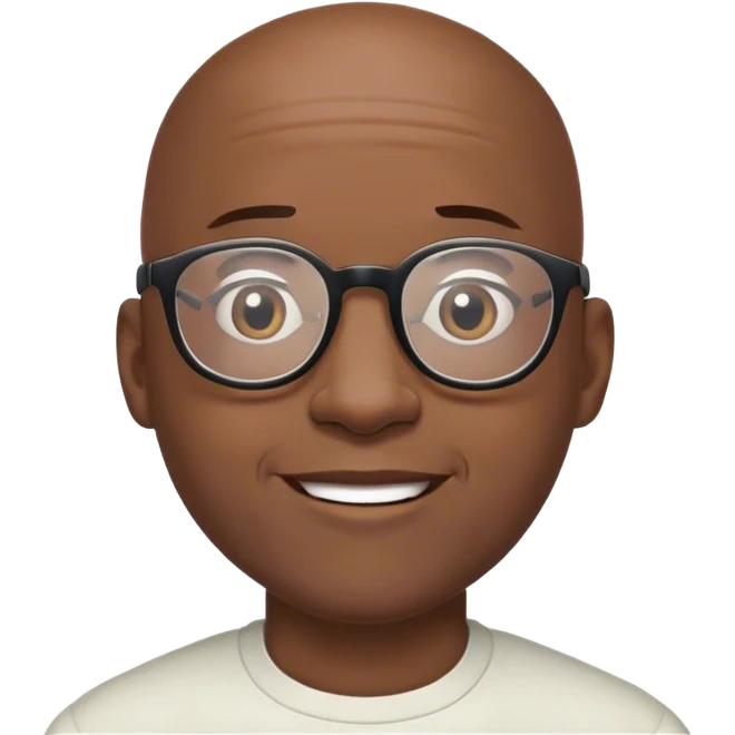 Black bald man with glasses praising god emoji