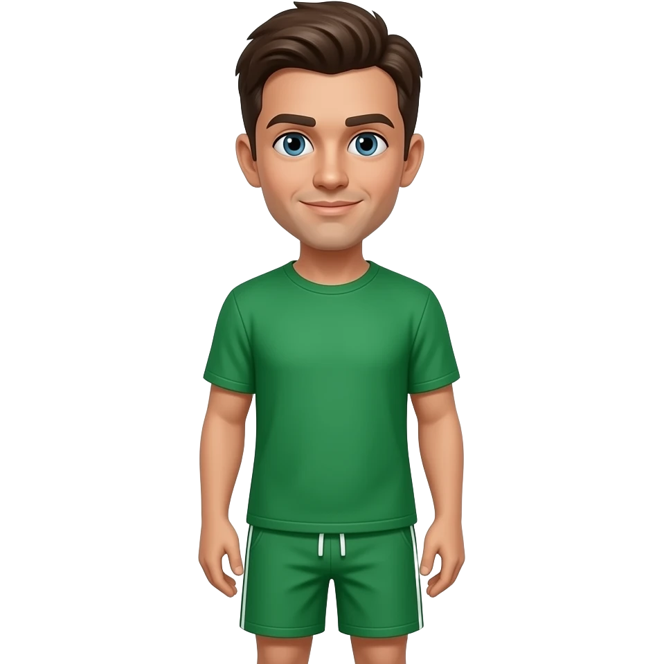 Make a Marine in a plain Green t shirt and green shorts same color emoji