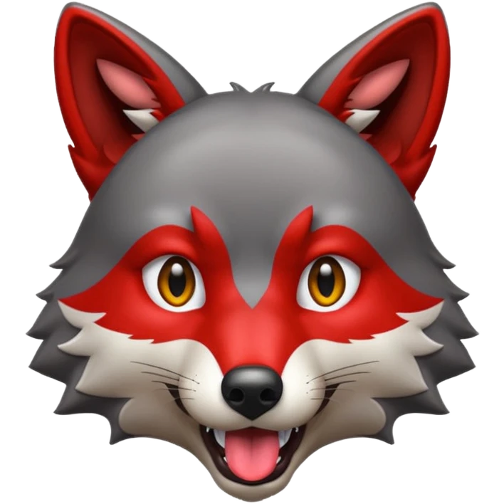ohm red wolf shiny eyes tongue out emoji