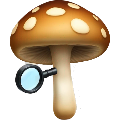 Brown Mushroom with magnifying glass emoji