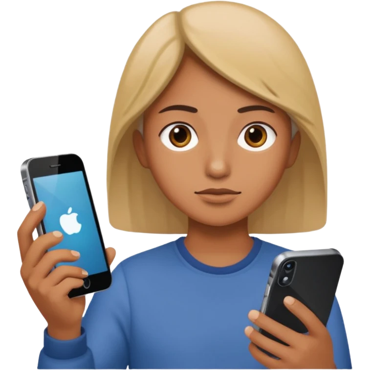 person with iphone searching emoji