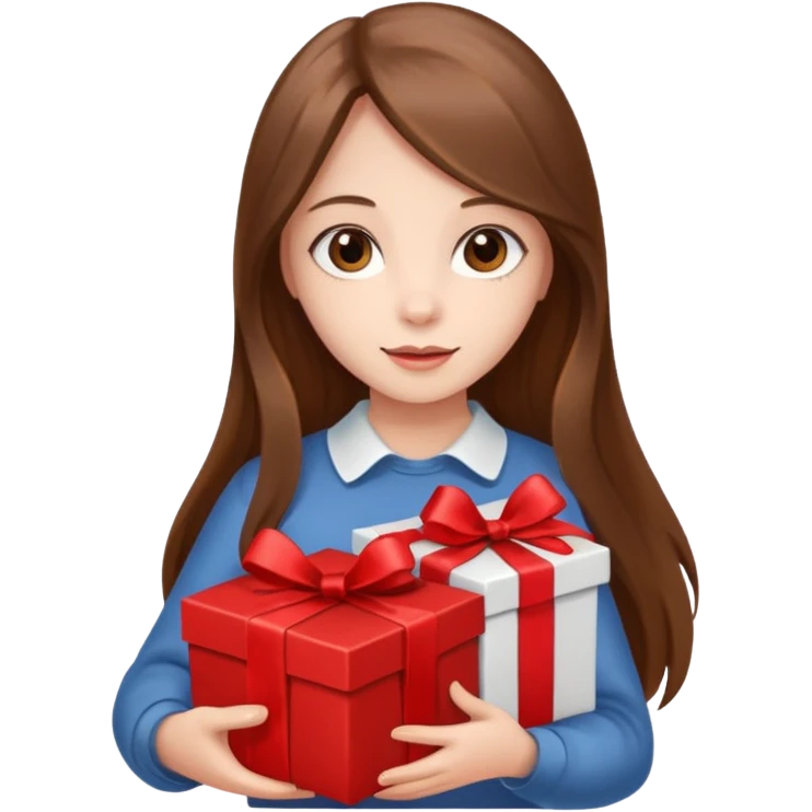 young girl with gift box, brown long hair






























 emoji
