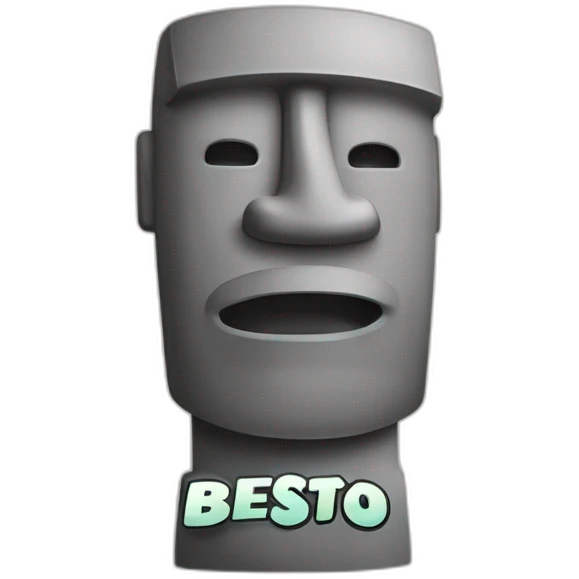 a moai with a comics bulle saying "Bestooo" emoji