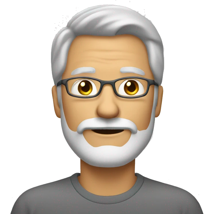 mature male with grey goatee beard and gla emoji