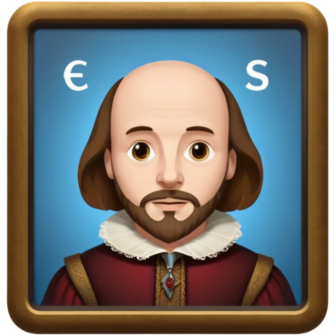 Shakespeare portrait very faithful to original portrait with a technological screen emoji