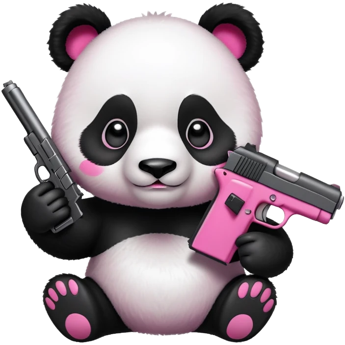 panda holding pink handgun emoji