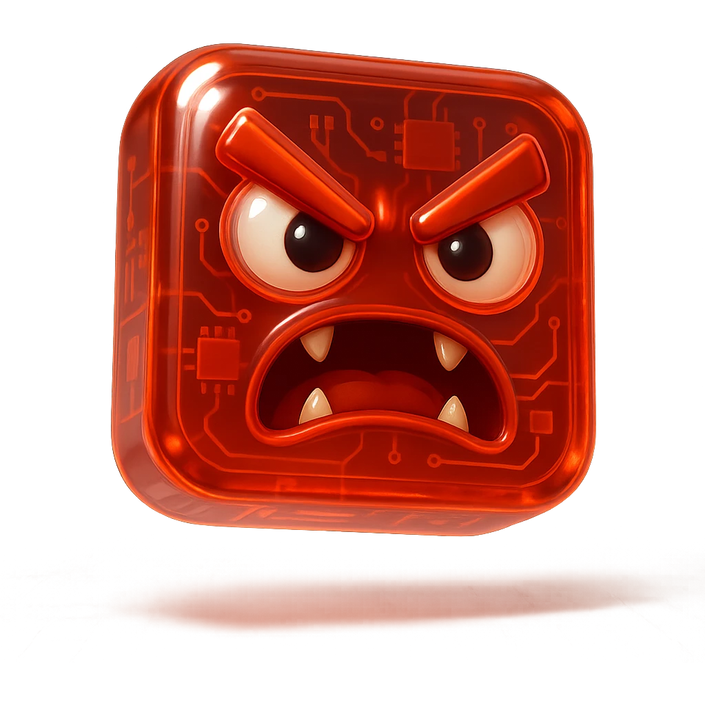 red-hot, angry, scary monster face emoji