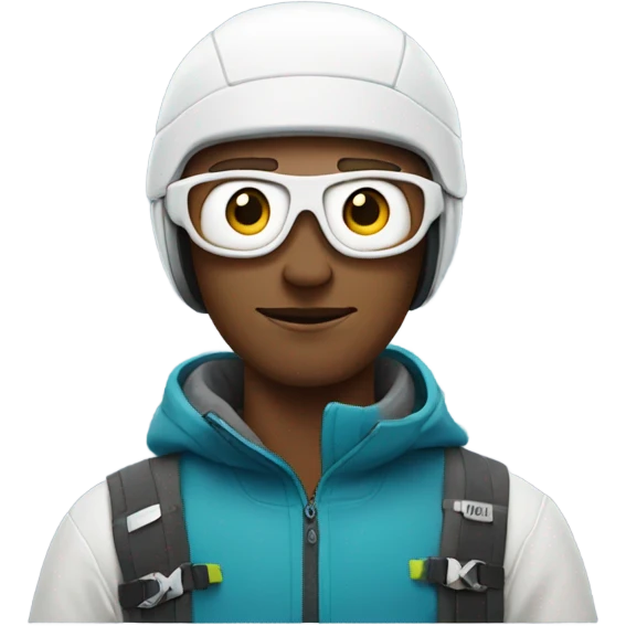 white guy with stubs in skiing gear emoji