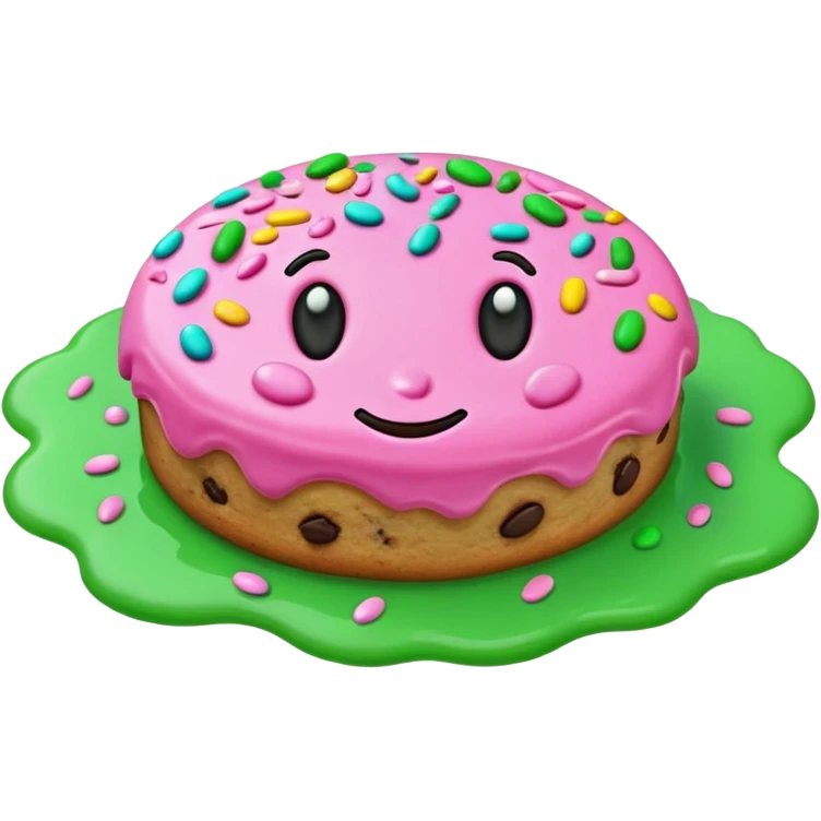 cookie in color pink and green water emoji