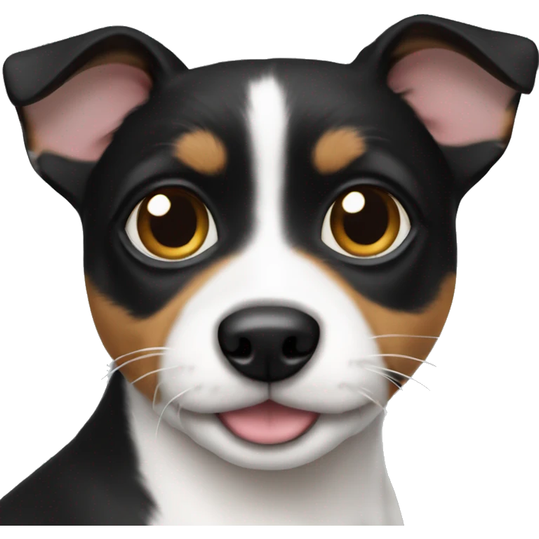Jack russell  terrier with black cat emoji
