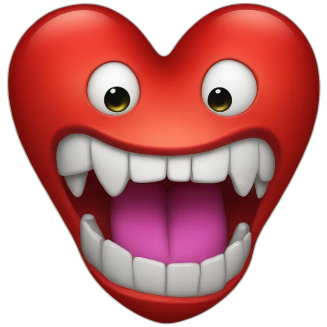 Red heart with monster mouth emoji
