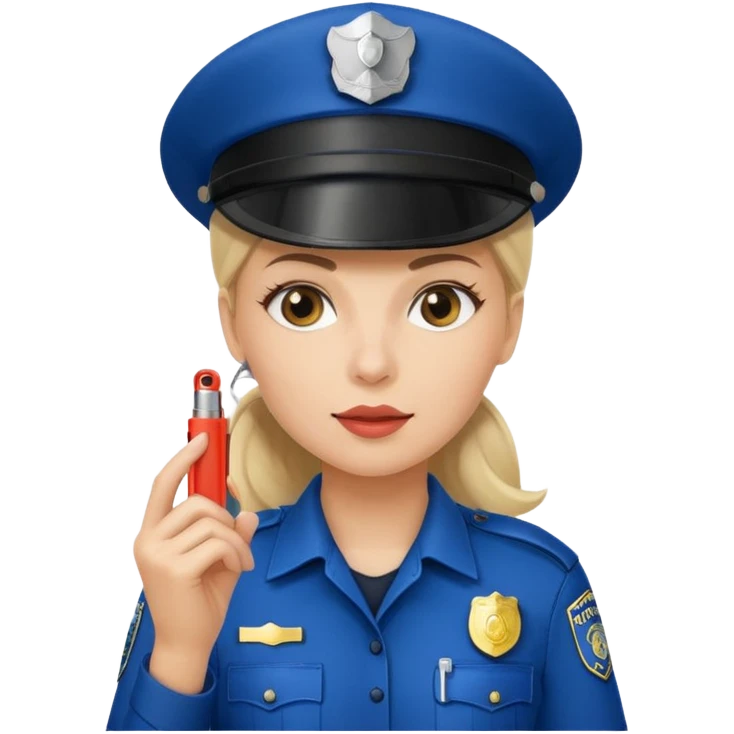 Female police with cap + whistle emoji