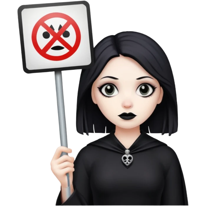 goth woman with protest sign emoji