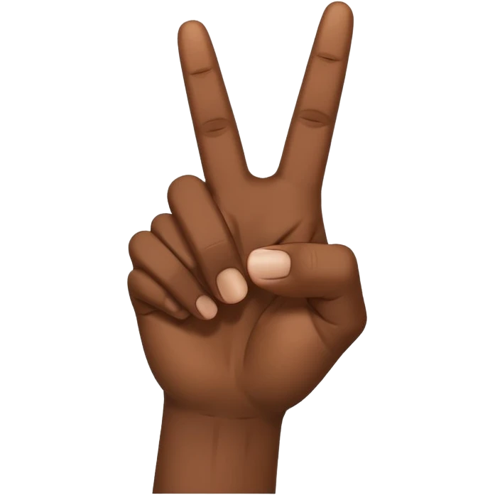 Make the ysl hand sign, but make the hand dark skin, only 5 fingers, with the index and middle finger up and the thumb up, every other finger down. Only 1 hand  emoji