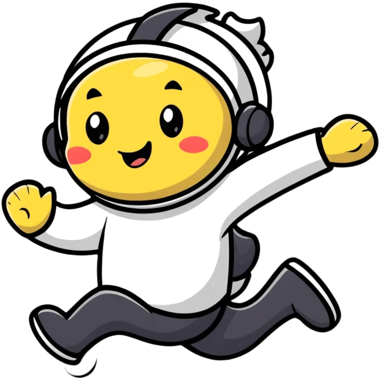 Colorful cartoon character jumping with joy emoji