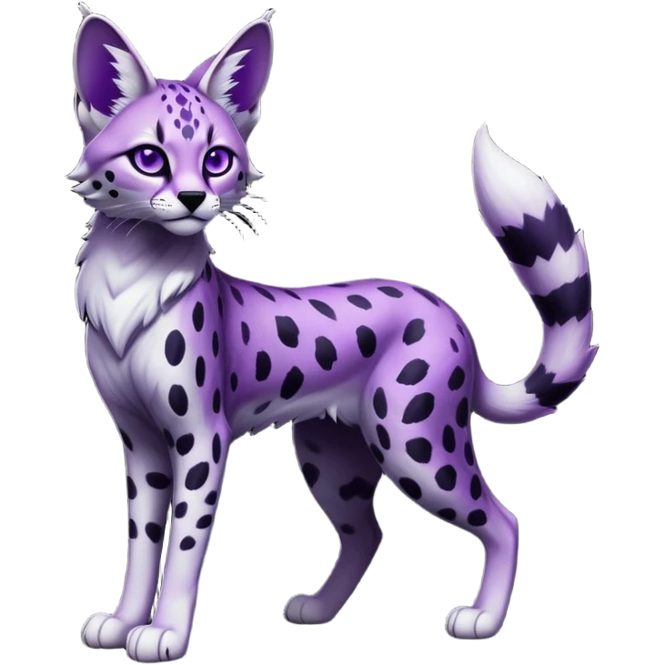 Epic Edgy Black White Purple ethereal Serval-Fionbri full body emoji