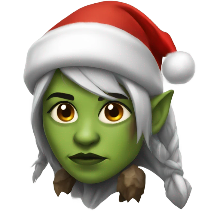 orc female warrior with santa hat emoji