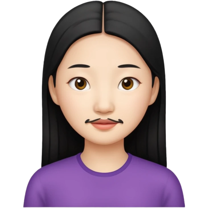 Beautiful Asian girl with no eyebrows and a mustache  emoji