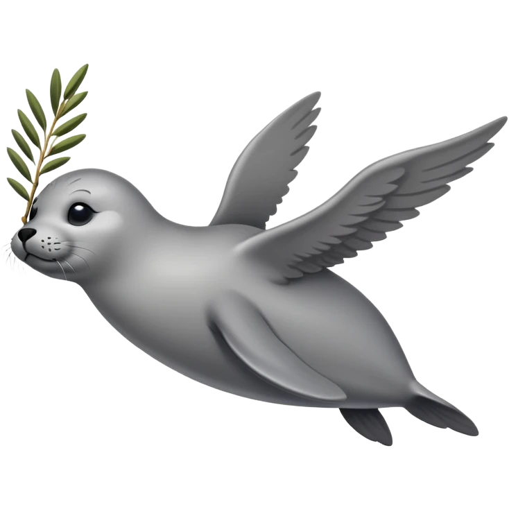 A flying seal carrying an olive branch emoji