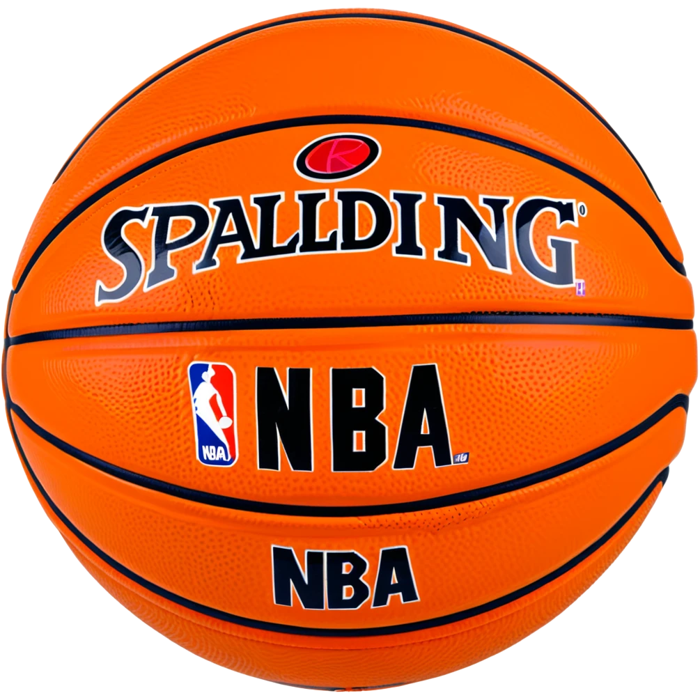 Minimalist Spalding basketball with NBA logo, orange with black lines emoji