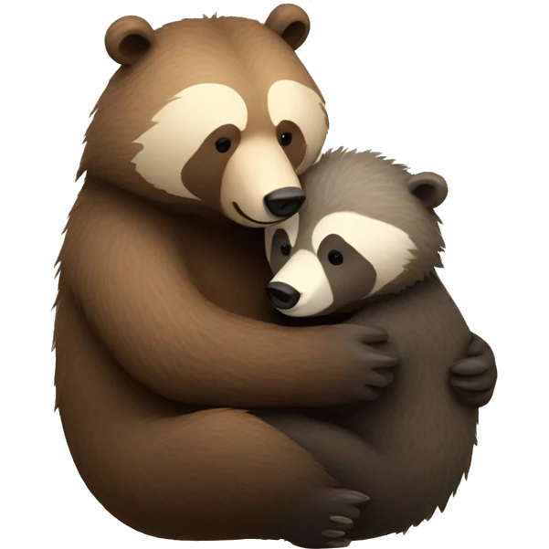 Grizzly bear and badger cuddling emoji