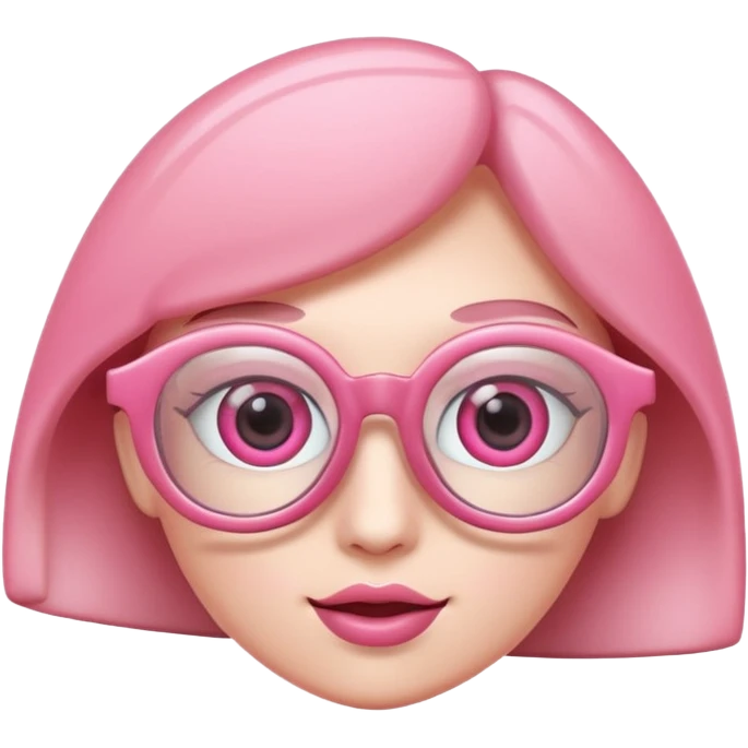 A 3D cartoon rose-pink eye spectacle, glossy curved frame, soft reflections, isolated on plain background, Memoji-style. . emoji