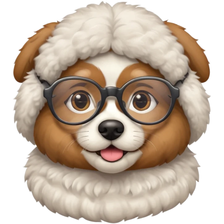 dog wearing grany emoji