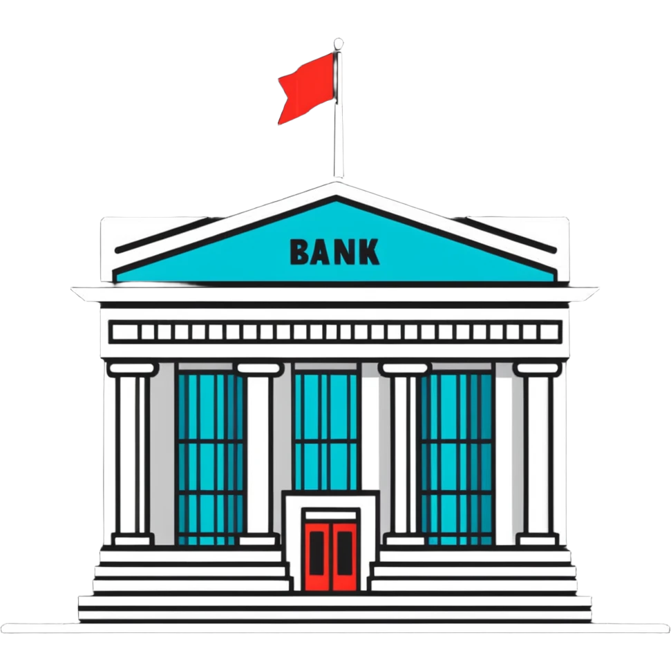 bank building crossed out, no banking emoji