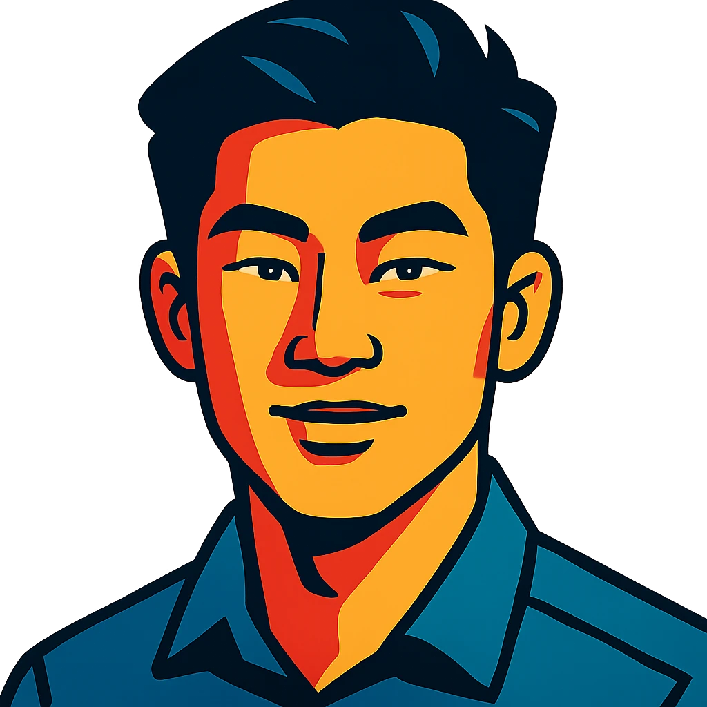 vibrant toon style portrait of a black haired handsome Chinese man emoji