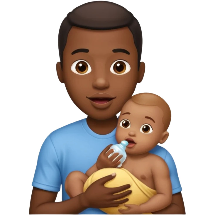 Black male licking his lips. He is holding a baby in one hand and baby oil in the other emoji