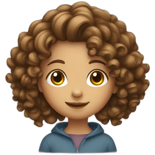 a girl with curly brown hair pointing at you emoji