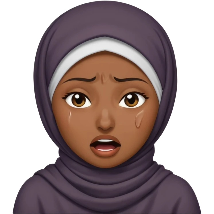 A hijabi woman choking herself out of frustration and anger emoji