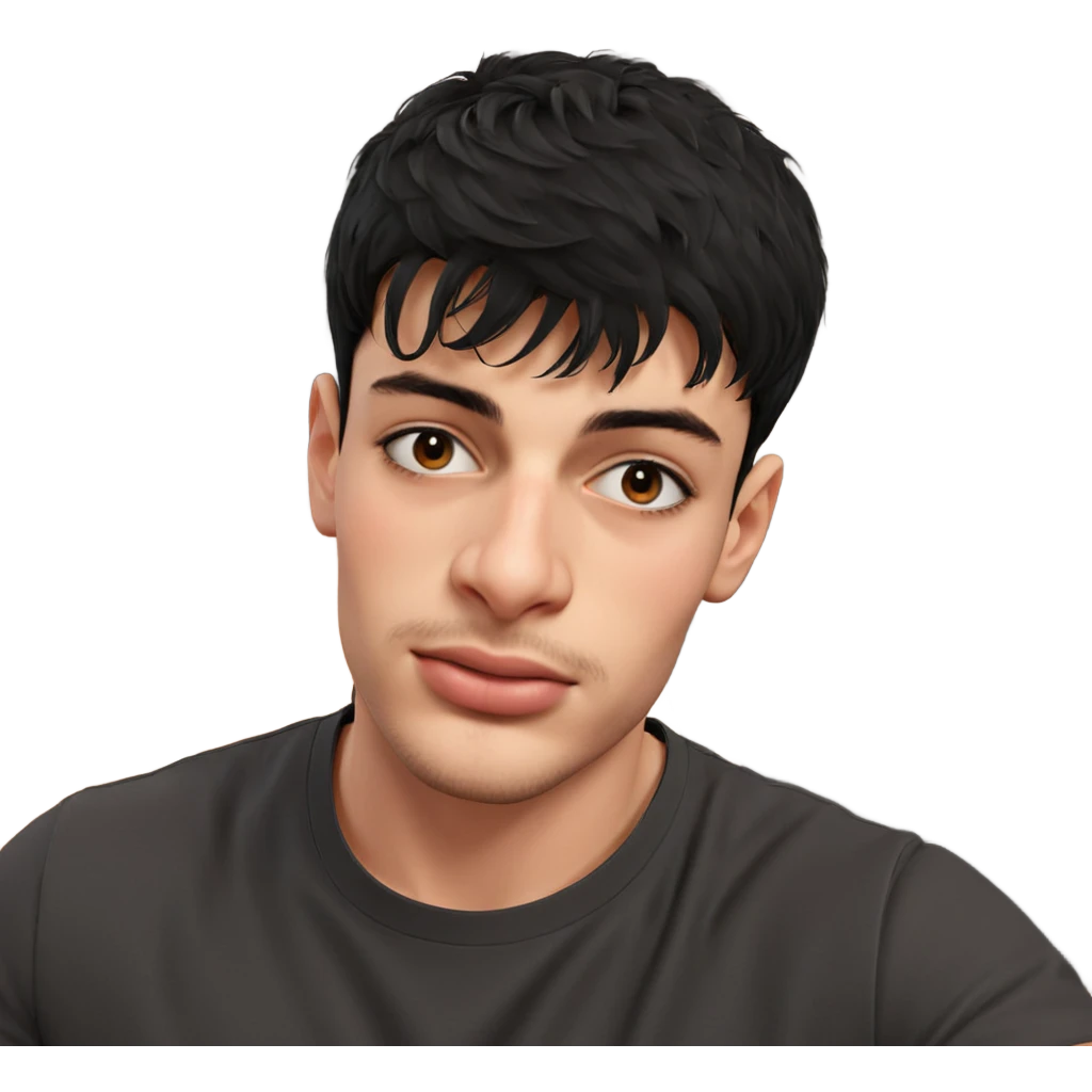 realistic portrait of black-haired boy emoji
