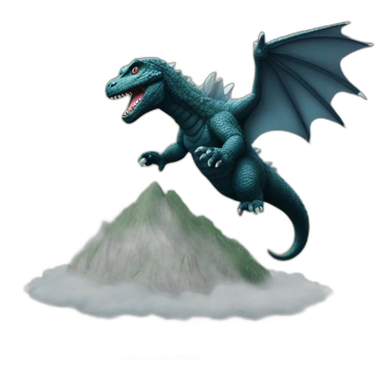 Godzilla flying emoji