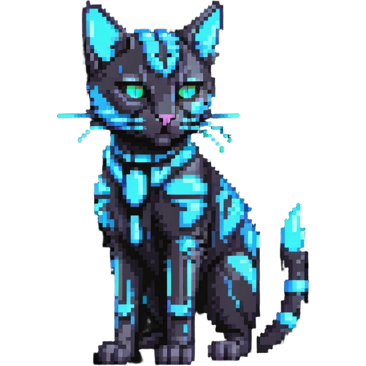 futuristic cybercat with glowing neon accents emoji