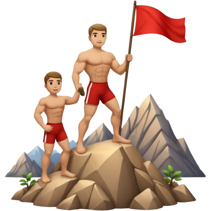 dağın tepesine çıkmayı başaran vedağa kırmızı bir bayrak diken adam emoji