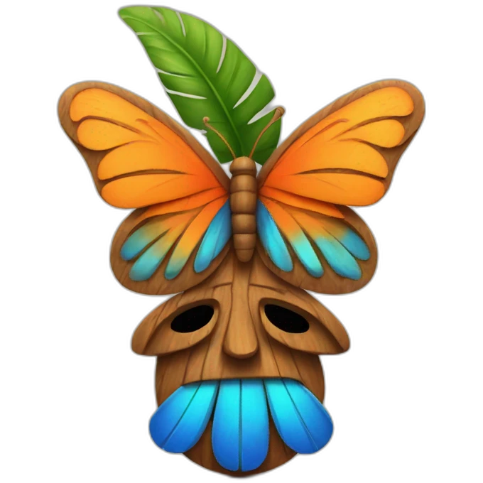 Tiki with colors blue and orange-butterfly-tornado emoji