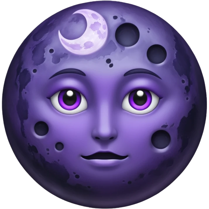 iOS emoji, dark moon, silver outline, mystical symbols, dark fantasy, smooth texture emoji