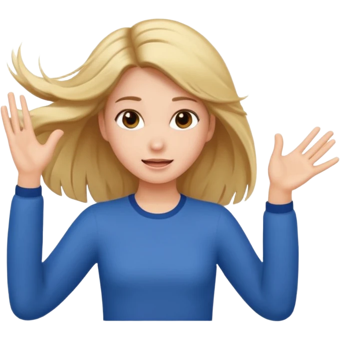 Girl flipping her hair with hand emoji
