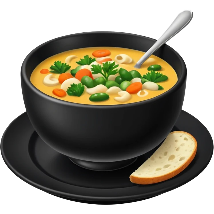 Realistic Soup in a black plate emoji