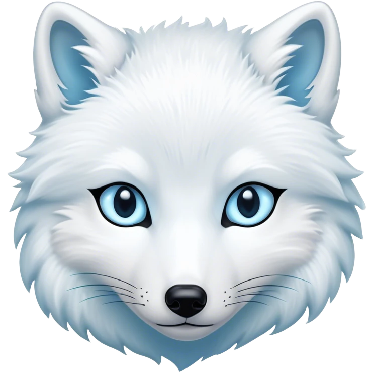 Cinematic Noble Arctic Fox Portrait Emoji, Poised and regal, with a compact, agile build and a luxurious, pure white Fur accented by a subtle hint of icy blue, deep-set soulful piercing eyes, Simplified yet sharp and sophisticated features, highly detailed, glowing with a soft, dignified glow, high shine, intelligent and cunning, stylized with an air of arctic elegance, focused and attentive, soft glowing outline, capturing the essence of a watchful and confident fox, so majestic it feels as though it could dash out of the screen with effortless authority! emoji