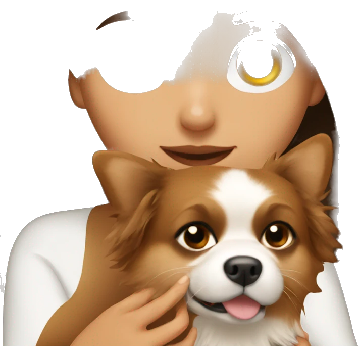 Brown hair Girl Holding a Pomeranian  emoji