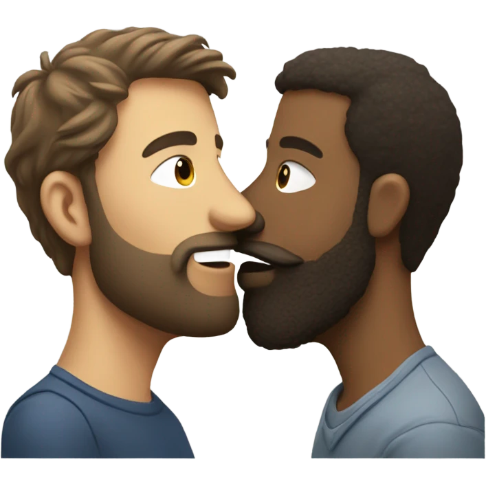 man with beard kissing man with no beard emoji