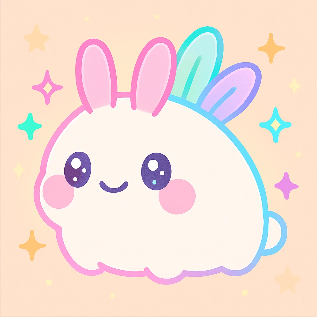 kawaii neon star glitter sea bunny, chubby cheeks, surrounded by sparkles, vibrant colors emoji